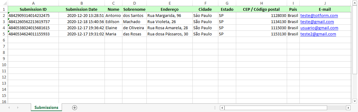 Relatório Excel