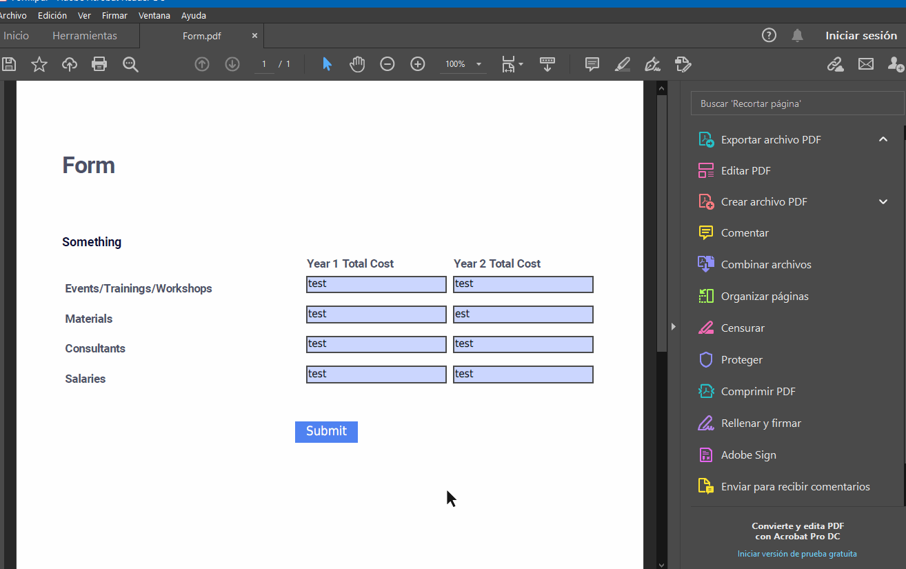 Fillable PDF Form getting values error on nonrequired field