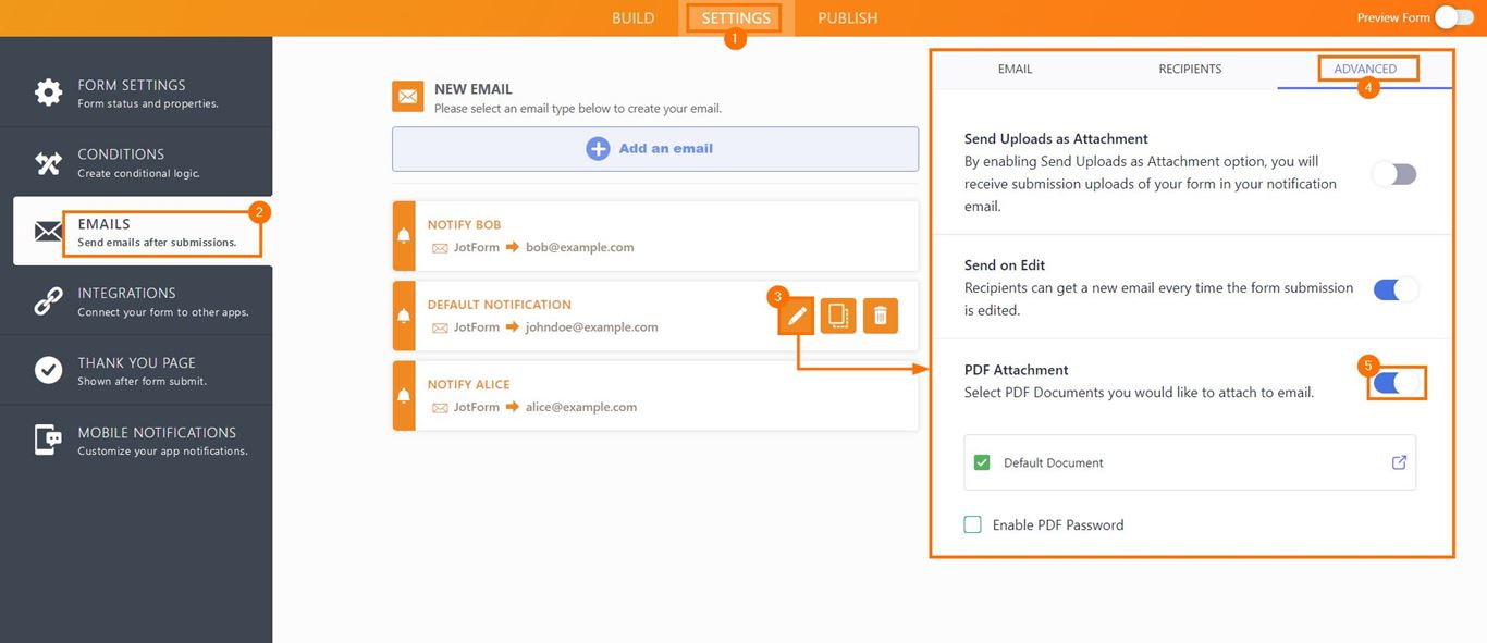 Miten liittää lomakevastaukset PDF-tiedostona sähköposteihin Image-4