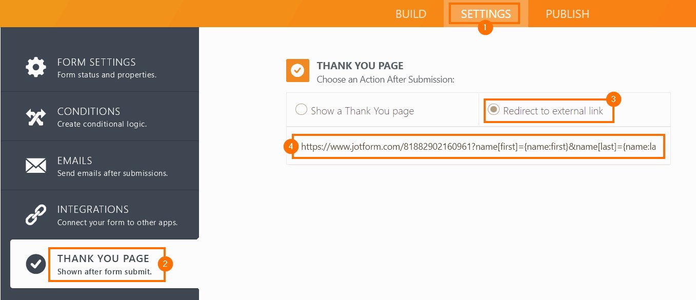 Redirect to an external link