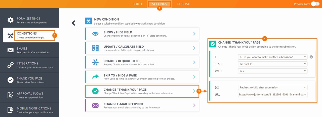 Change “Thank You” Page