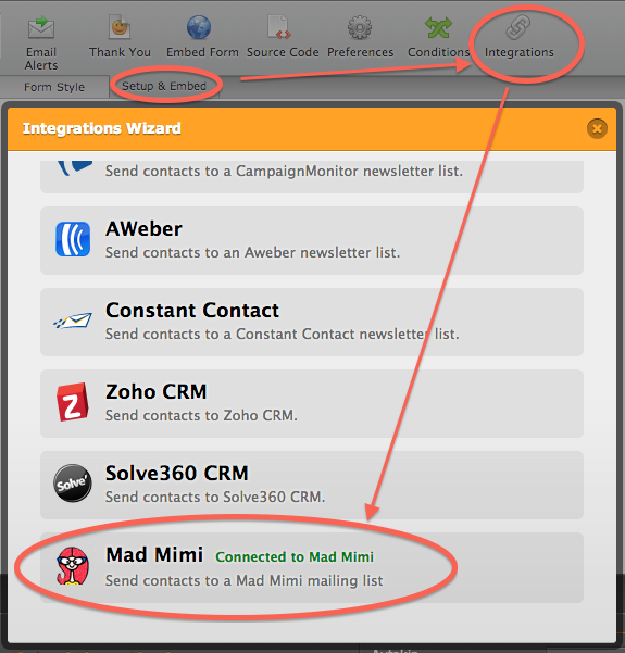 Is there Mad Mimi Integration in JotForm Image 1 Screenshot 20