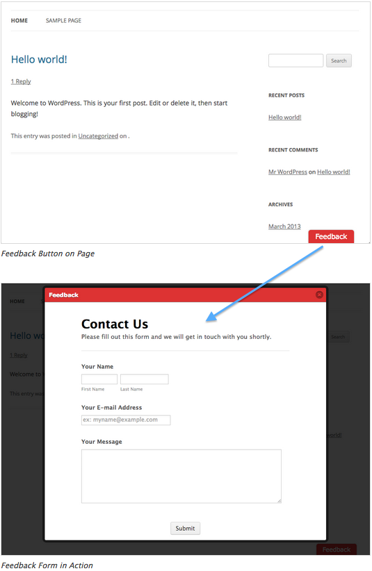 feedback button for wordpress