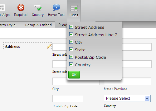by default, all address fields are checked