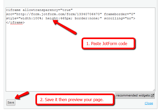 How can I use a form I created in JotForm in a website created in jimdo? Image 2 Screenshot 41
