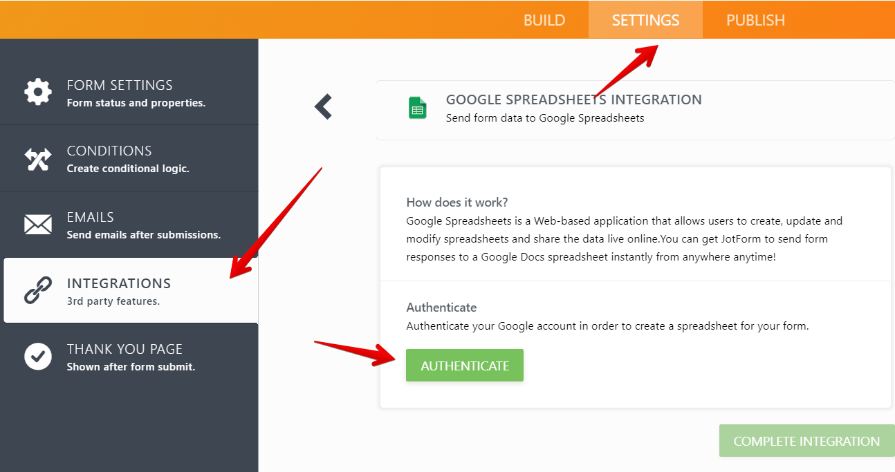Google Spreadsheet Inteagration: new submissions are not forwarded to the integration Image 1 Screenshot 20