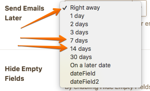 Send Emails Later options
