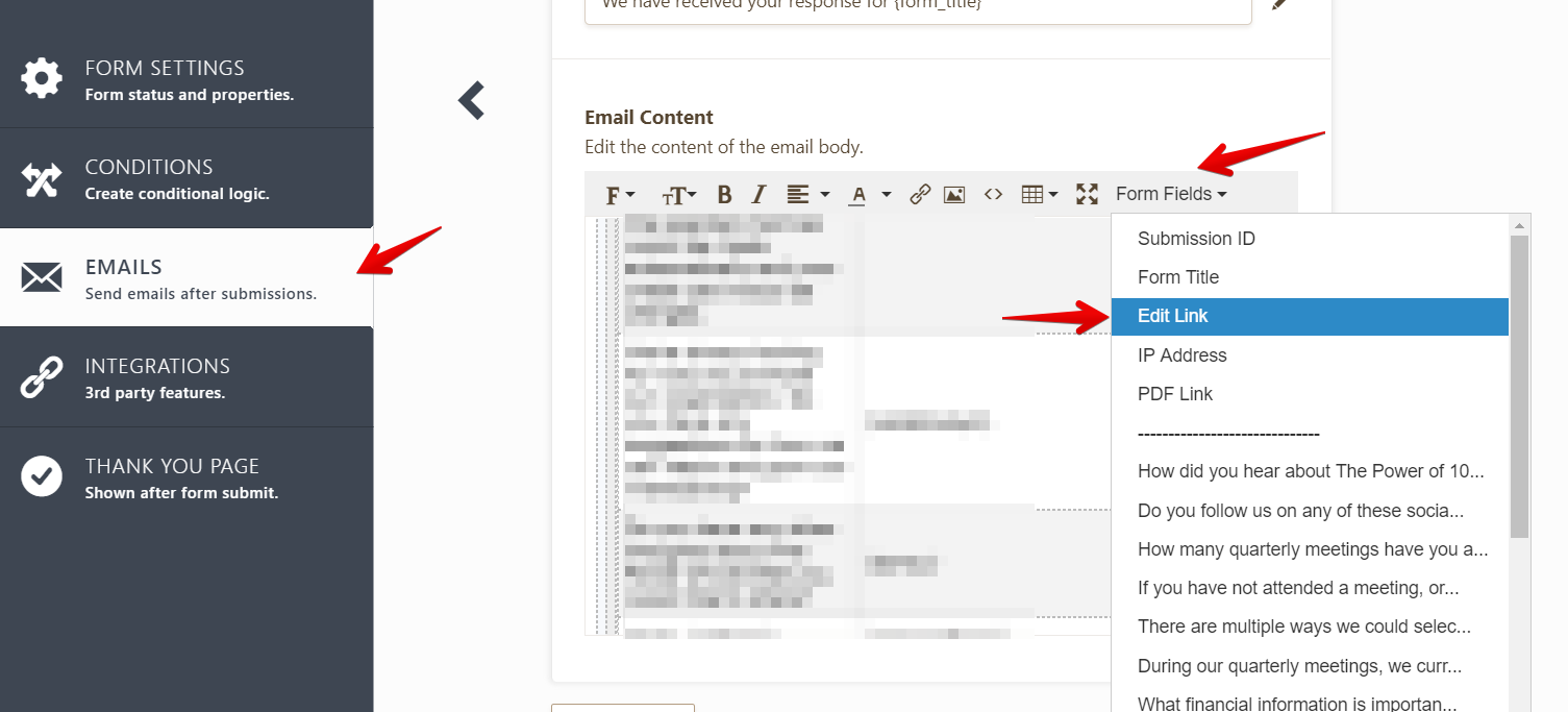 how to edit a form that's already submitted