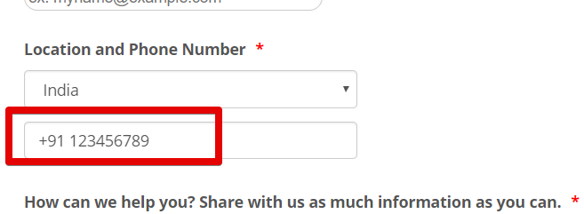 Country Code widget>India: phone number length is limited to only 9