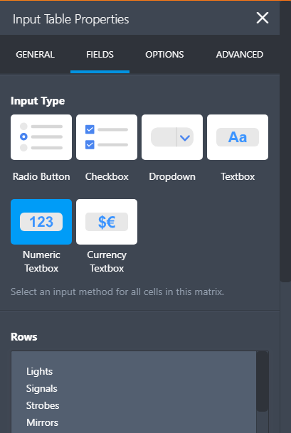 Is there any way to customize code or anything to allow the input table to be 3 columns of radio buttons and one column of text? Image 1 Screenshot 20