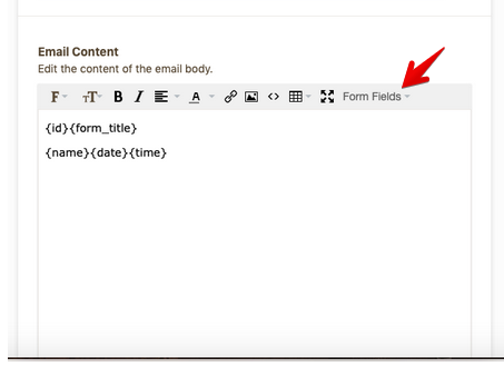 How do I add all of the form fields to the email content? Image 1 Screenshot 20