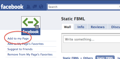 Add FBML Application