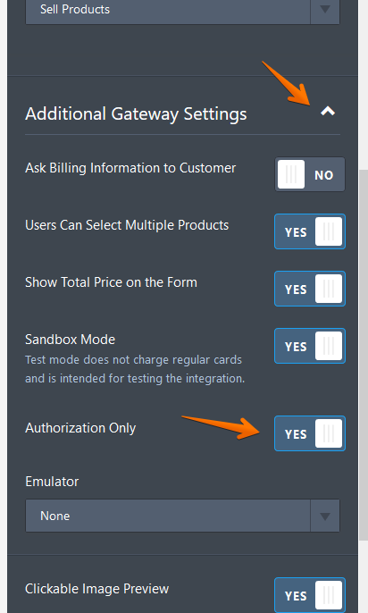 Once a payment form is submitted from a website can the products be verified by someone in the company before it is sent to authorize Screenshot 20