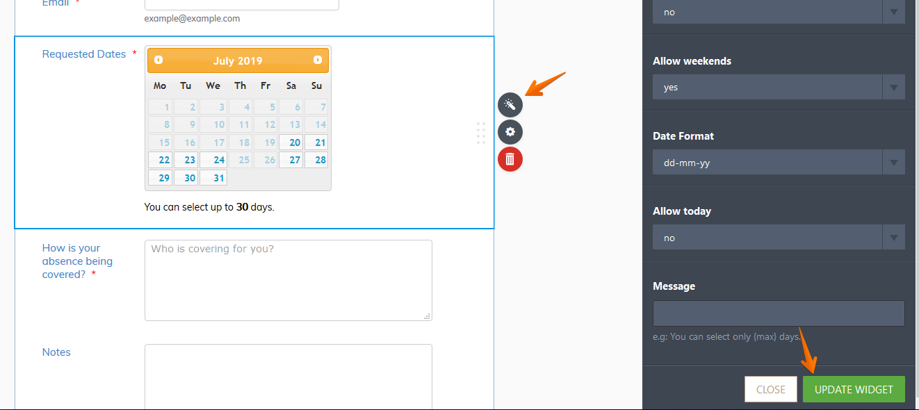 Date Reservation Widget: select a date multiple times Image 2 Screenshot 41