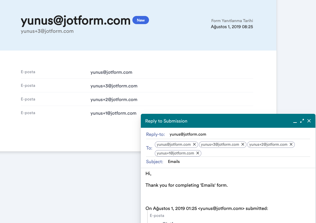 JotForm Spreadsheets: The user wants to send a reply to all emails in the submission Screenshot 20