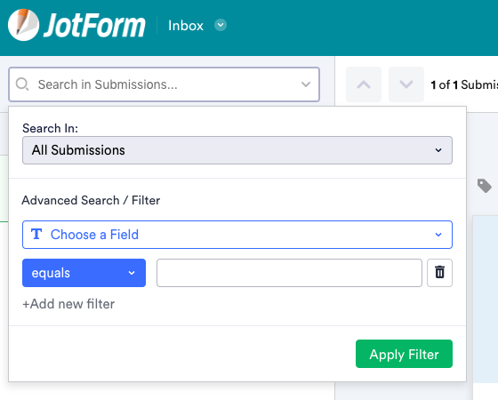 JotForm Inbox: There is no way of filtering the submissions Screenshot 20