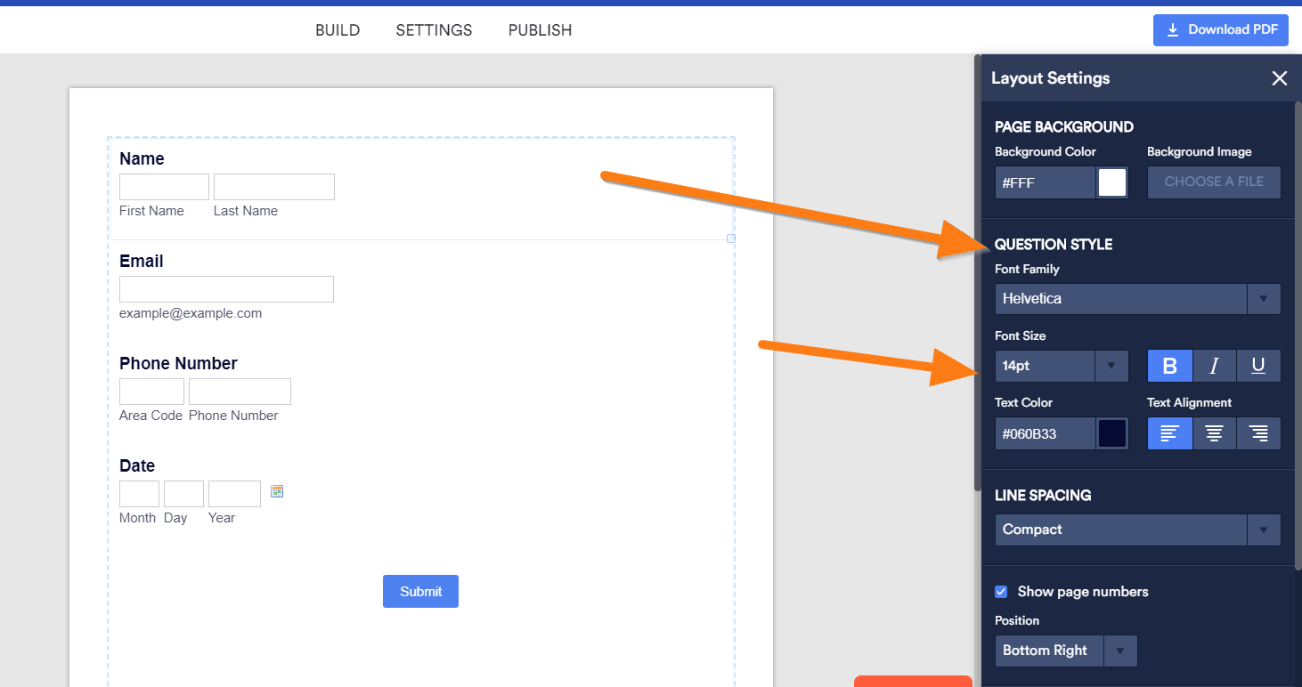 Can you set the input text font in a fillable PDF?
