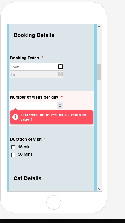 Can the number of visits question and booking date boxes be a bit smaller? Image 1 Screenshot 30
