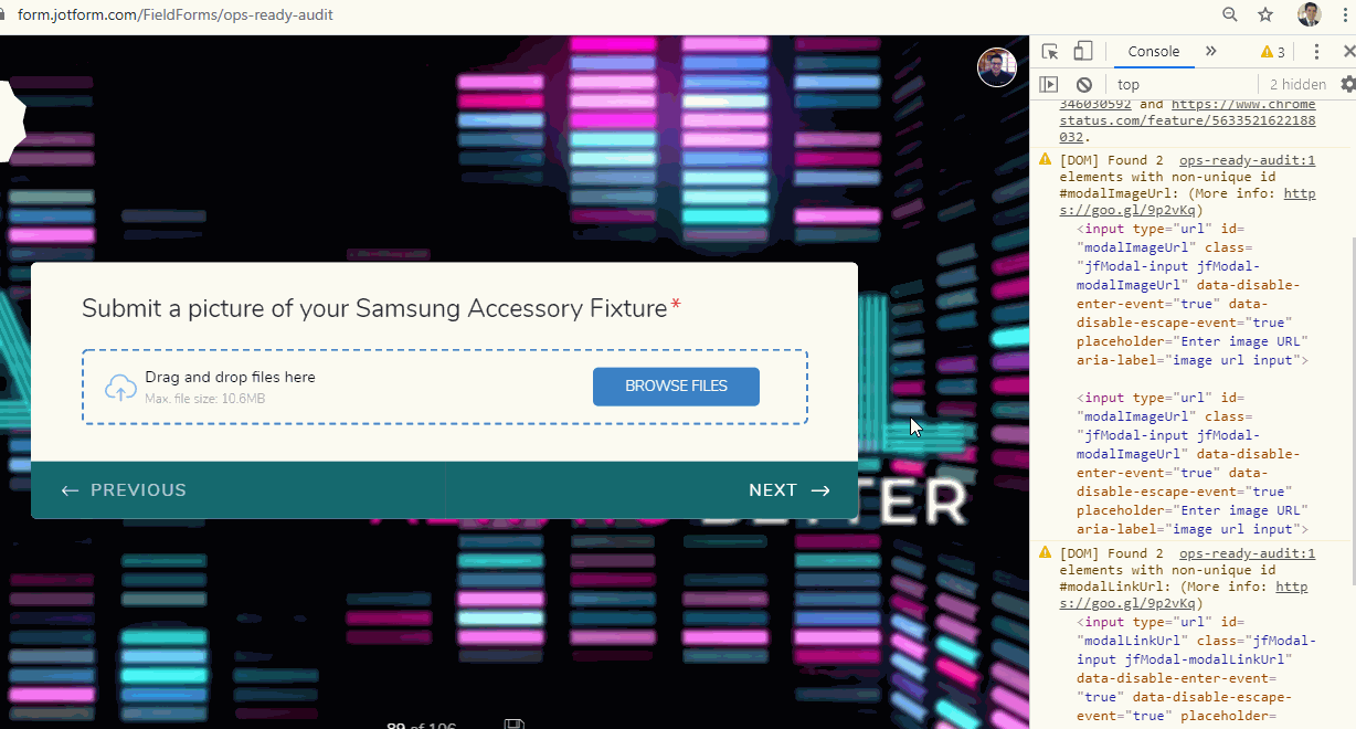 Card Form > File Upload Fields are not working, the are not clickable