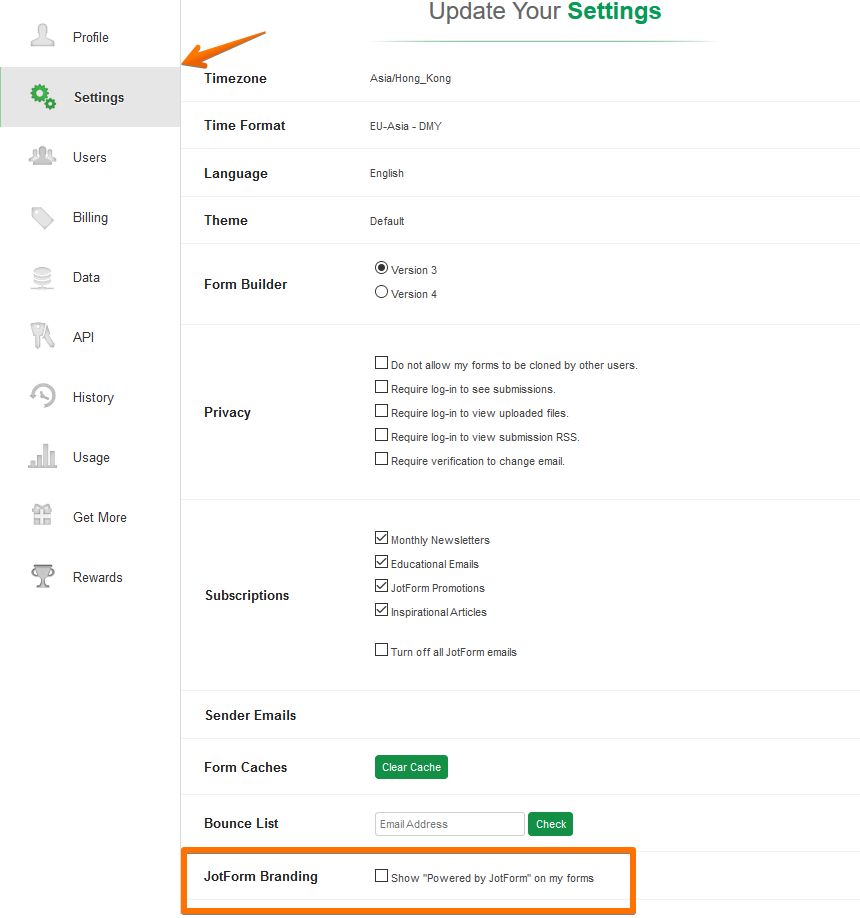 Create your own Jotform will appear.. How do i get it out?