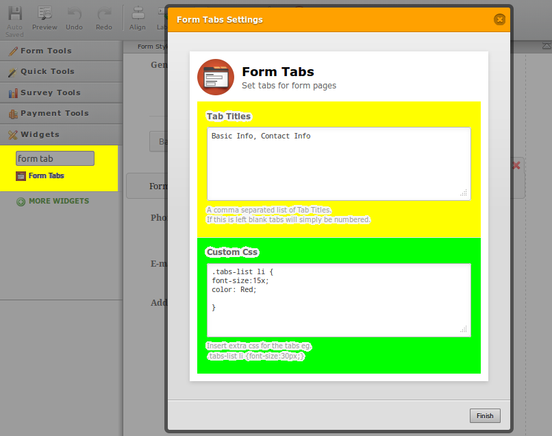 Form Tabs Widget is not visible in design to delete but shows up on published form Image 1 Screenshot 20