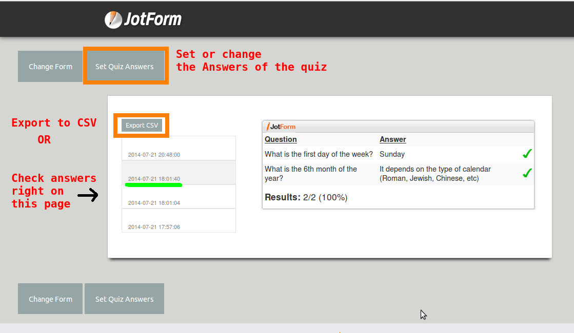 Export All Quiz Results