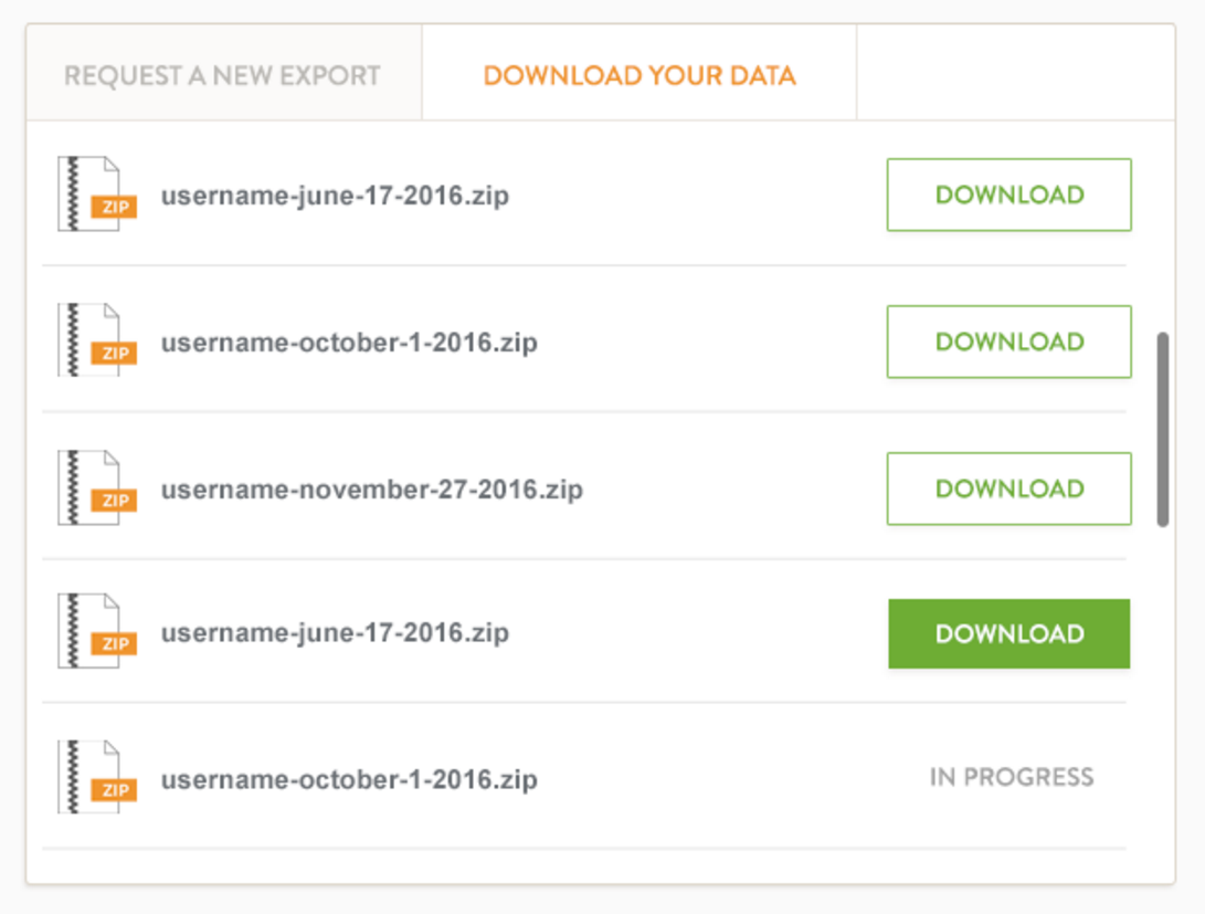 How to export all of your data at once