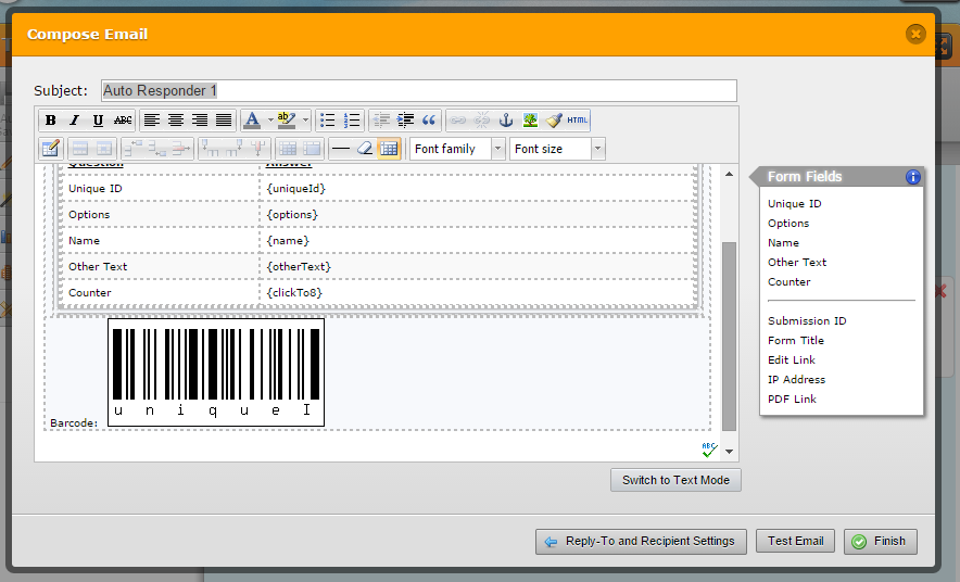 How can a barcode which contains a unique ID, generated and sent via autoresponder?  Image 2 Screenshot 51