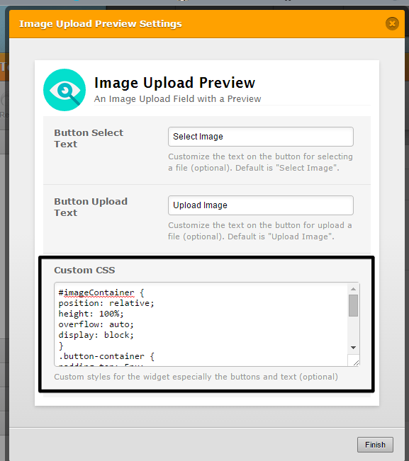 How to position the upload button on the image upload preview widget? Image 1 Screenshot 20