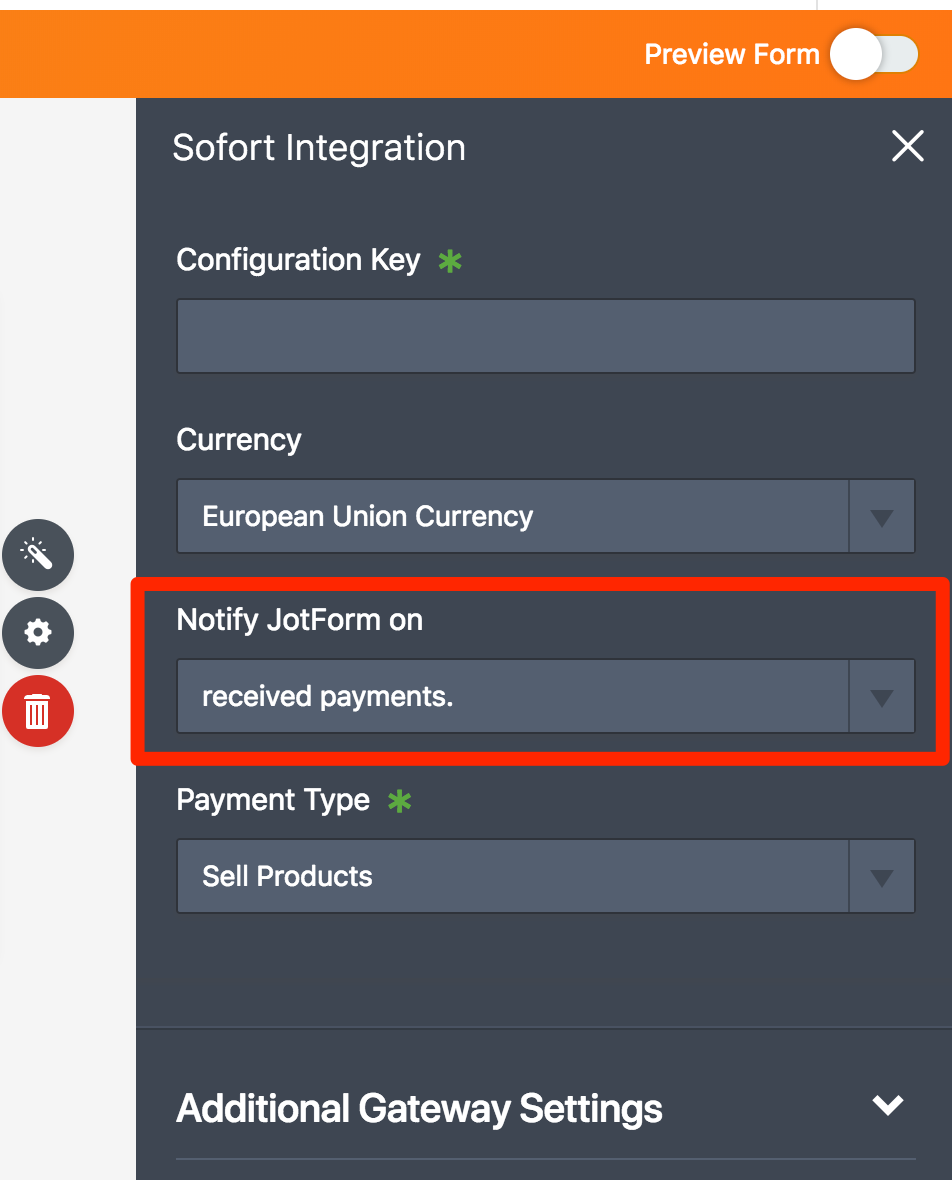 Sofort Notify JotForm